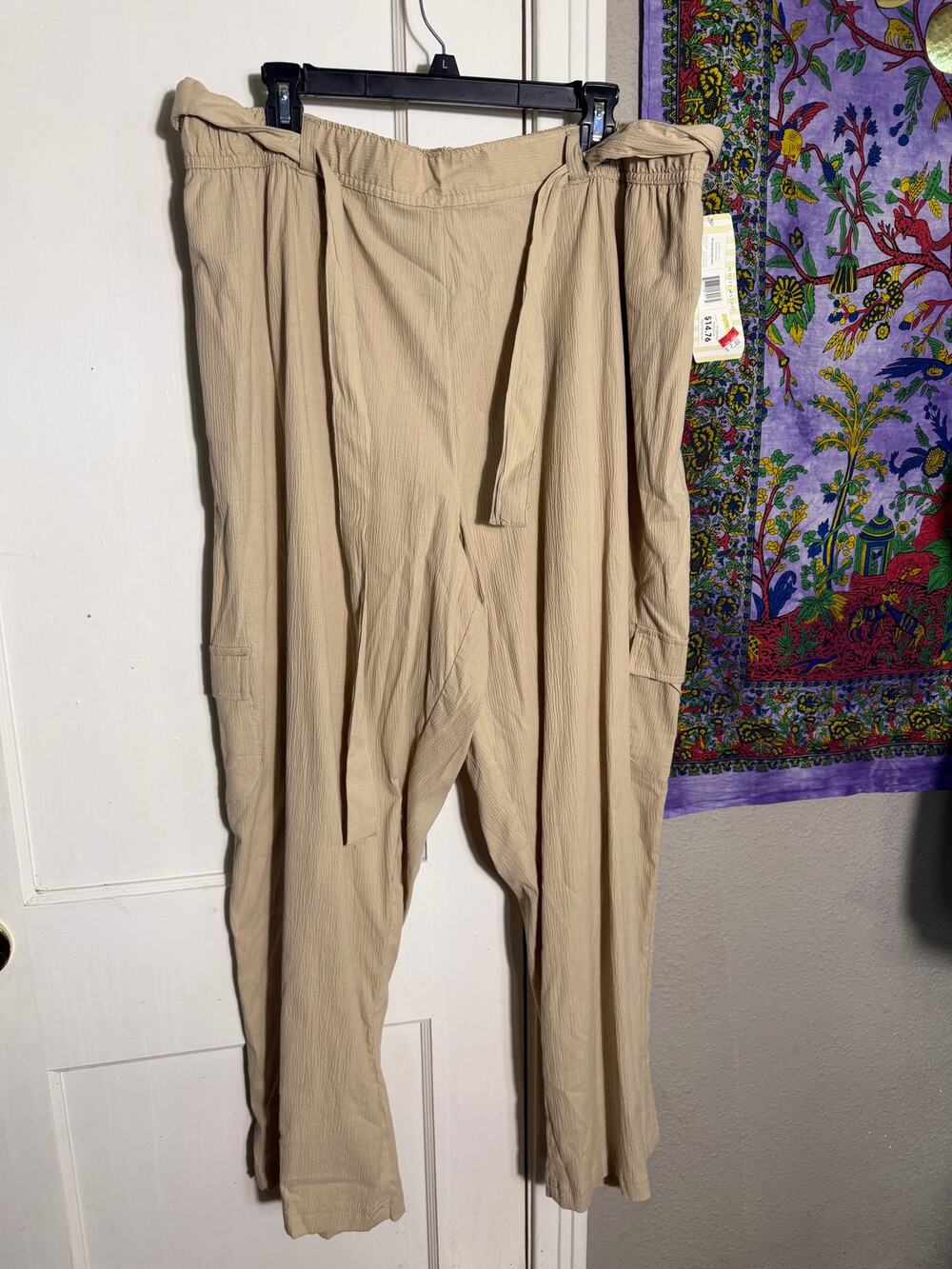 White Stag Womens 3X 22W 24W Cargo Pants Khaki Tan Belted NWT Cotton